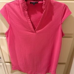 Women's Pink Ruffled V-Neck Top SSYS Frill Neck Active or Everyday Top